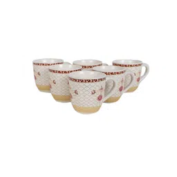 CDI White & Gold Set Of 6 Dishwasher & Microwave Safe Ceramic Matte Mugs 200 ml Each image 3
