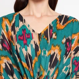 SECRETS BY ZEROKAATA Ikkat Printed Pure Cotton Long Kaftan Women image 4