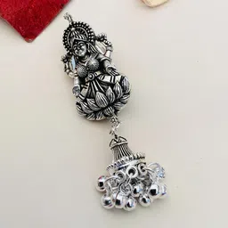 ABDESIGNS Silver-Plated Beaded Brass Saree Clip image 2