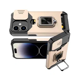 Luxury Kase LK177 Camera Slide Protection Ring Magnetic Kickstand iPhone 16 Plus Back Case image 4