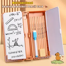 k3nterprises Creative Study Board Stationery Box with Erasable Whiteboard for Students space pencil Art Metal Pencil Box image 2