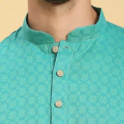 RAJUBHAI HARGOVINDAS Geometric Woven Design Pure Cotton Straight Kurta image 2