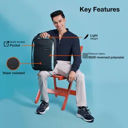 nasher miles Medium 22 L Laptop Backpack Madison Laptop Backpack for Men & Women|Ideal For Office |22L,Black Blue image 2