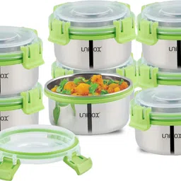 uninox Stainless steel lock n lock green color containers 325ml Set of 8 Containers Lunch Box-picture-21