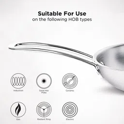 classic essentials Triply Fry Pan, 3 Layer Stainless Steel Fry Pan 22 cm diameter 1.2 L capacity image 3
