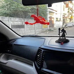 ishwaraa Orange/Kesari Color Flying Lord Hanuman Hanging Idol Car Hanging Ornament image 2