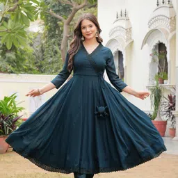 Sitaram Designer Floral Thread Work Anarkali Kurta with Trousers & Dupatta-picture-28