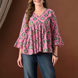 Anouk Rustic Print Cotton Peplum Top image 5