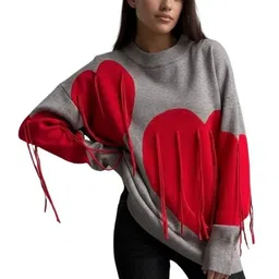 Sold For Style Women Printed Woollen Pullover with Fringed Detail-picture-35