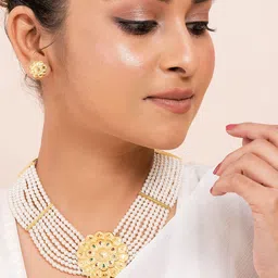 Manikya Gold-Plated Stone-Studded & Beaded Jewellery Set image 2