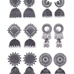 MEENAZ Women Set Of 6 Floral Jhumkas Earrings-picture-20