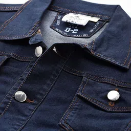 CORSICA Women Navy Blue Cotton Denim Jacket-image-7