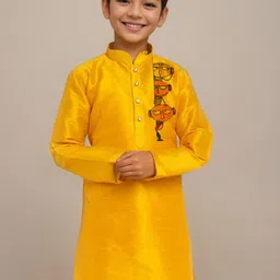 DEVOILER Boys Graphic Printed Mandarin Collar Straight Kurta image 2