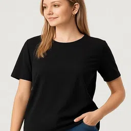 GAB Women Solid Round Neck Cotton T-shirt-picture-17