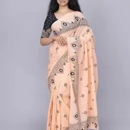 TROPWEAR Ethnic Motifs Pure Cotton Block Print Saree-picture-27