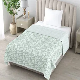tundwal's Green & White Floral AC Room 210 GSM Double Bed Dohar-picture-38
