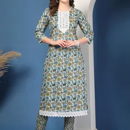 RANGEELO JAIPUR Women Floral Printed Kurta with Trousers-picture-40
