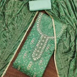 SHADOW & SAINING Embroidered Organza Semi-Stitched Dress Material-picture-11