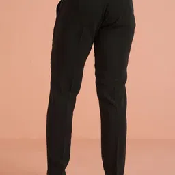 KISAH Mens Black Slim Fit Mid-Rise Formal Classic Comfortable Trouser image 3