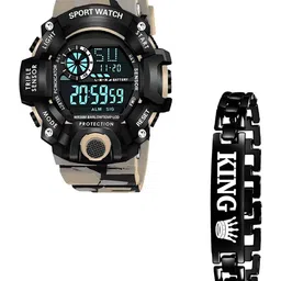 Hala Men Textured Regular Sports Digital Watch Comes With Bracelet - G90 + King Bracelet-picture-39