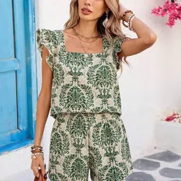 all about you Printed Square Neck Top With Shorts Co-Ords-picture-27