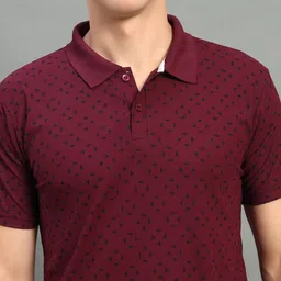 THE CASUALS Men Printed Polo Collar T-shirt image 4