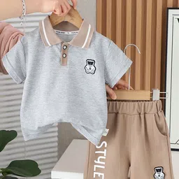 StyleCast x Revolte Boys Printed Shirt Collar Pure Cotton T-shirt With Shorts-picture-17