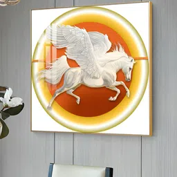 THE NEXT DECOR White Winged Horse Harmony Glass Finish Square Wall Art image 3