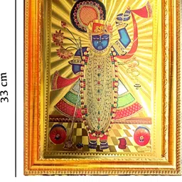 SUNINOW Gold Toned & Red Lord Shreenathji Wooden Photo Frames image 2