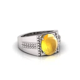 RRVGEM 11.25 Ratti Silver Yellow Sapphire Adjustable Finger Ring-picture-11