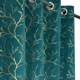 Galaxy Home Decor Blue Set of 2 Floral Room Darkening Door Curtain image 4