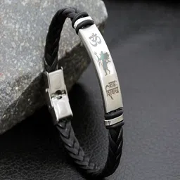 UNIVERSITY TRENDZ Men Leather Wraparound Shiva Bracelet-picture-46