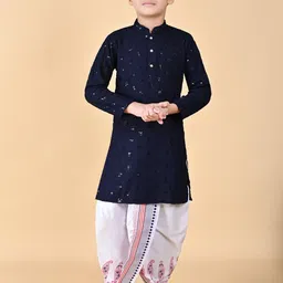 AHLAN APPARELS Boys Navy Blue Viscose Rayon Kurta Sets-picture-35