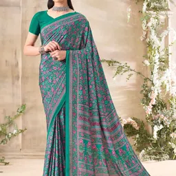 DURGA EMPORIO Floral Pure Crepe Saree-image-71