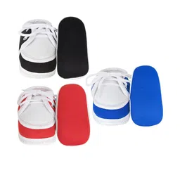 Neska Moda 0 To 12 Months Baby Boys & Baby Girls Pack of 3 Pair Combo Soft Cotton Lace Booties (Toe to Heel Length - 12 cm, Black, Blue, Red) image 5