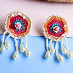 Tipsy Closet Handmade Beaded Bohemian Floral Drop Earrings for Women-picture-10