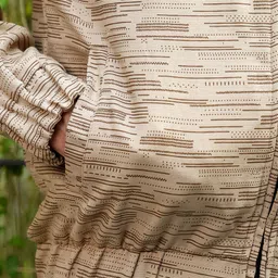 Campus Sutra Abstract Printed Mandarin Collar Cotton Lightweight Bomber Jacket image 5