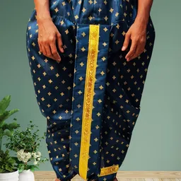 SHIWAM ETHNIX Printed Pitambari Ready To Wear Silk Dhoti-picture-30