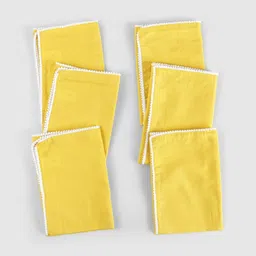 fingercraft Yellow & White 6 Pieces Cotton Table Napkins-picture-42