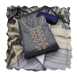 HERE&NOW Embellished Viscose Rayon Unstitched Dress Material image 4