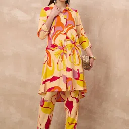 all about you Printed Pure Cotton Shirt Collar Top With Trousers Co-Ords Set image 2