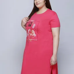 IN Love Pack of 2 Women Plus Size Front Printed Cotton Nighty Chemise image 4