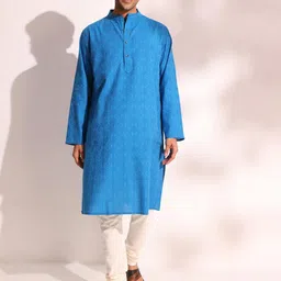 Fabindia Ethnic Motifs Printed Band Collar Cotton Straight Kurta-picture-41