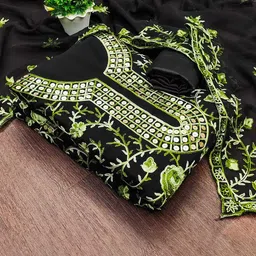 KALINI Embroidered Silk Georgette Unstitched Dress Material-picture-29