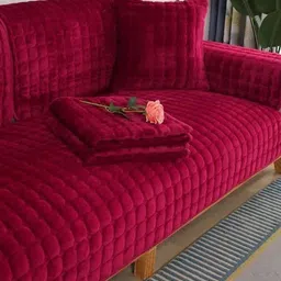 Stylista Red Polyester Sofa Cover With Arms image 5