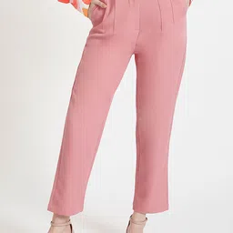 AMSWAN Women Smart High-Rise Pleated Regular Trousers-picture-28