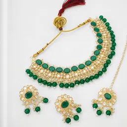 Anouk Gold Plated Kundan Studded & Beaded Jewellery Set image 4