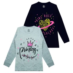 MIST N FOGG Girls Pack of 2 Graphic Printed Round Neck Pure Cotton T-shirts-picture-11