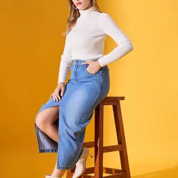 98 Degree North Women Ribbed High Neck Pullover image 5