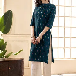 Anouk Purple Abstract Printed Pure Cotton Straight Kurta image 5